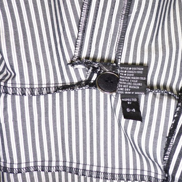 A Byer Blazer Jacket Womens Sz SM Black White Striped Shoulder Pads Faux Pockets - Picture 10 of 10